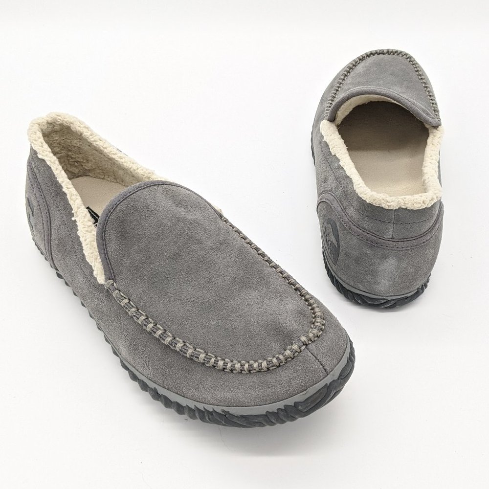 Sorel Men's Suede Gray Dude Moc Slippers Size 10.5 - Picture 1 of 8
